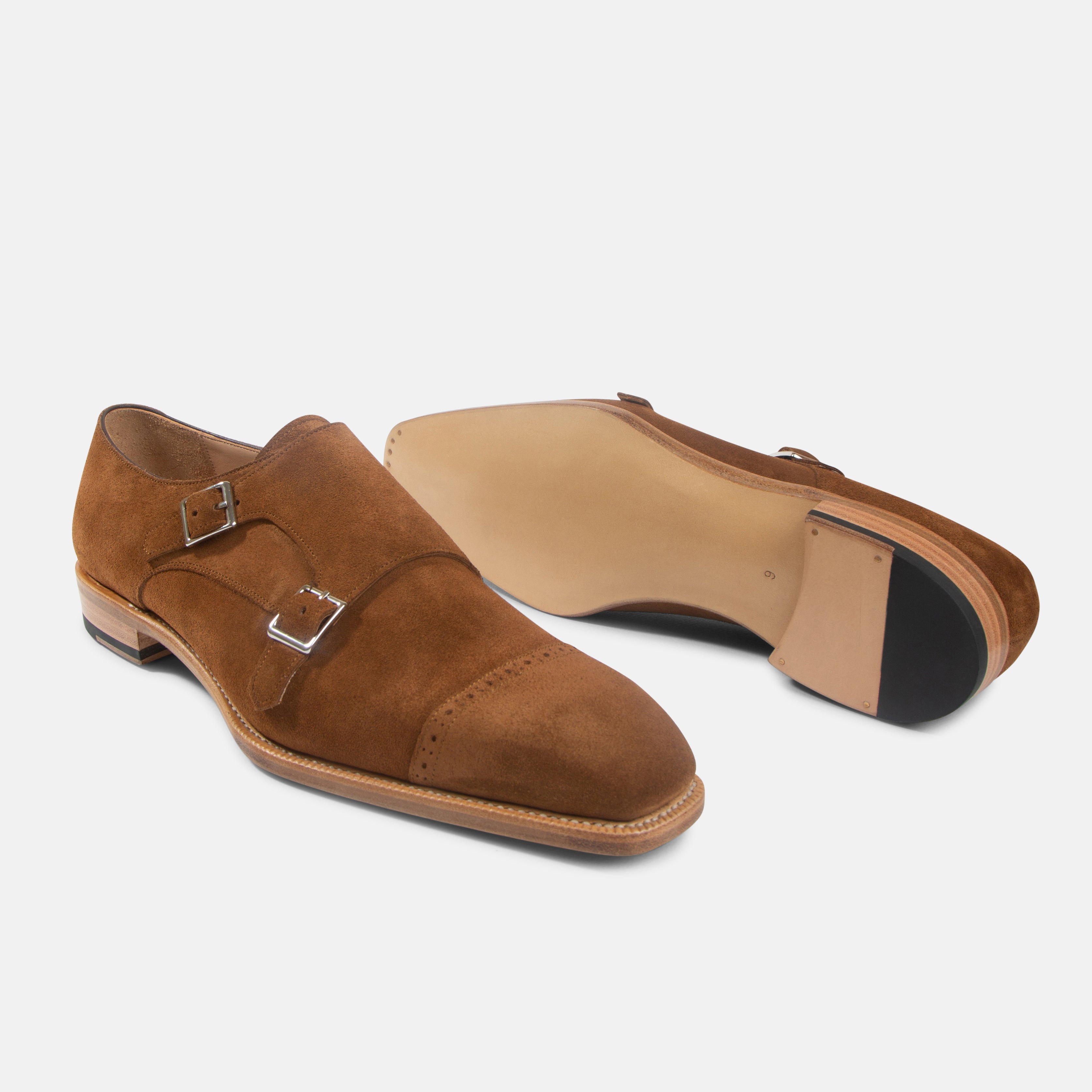 Dark Brown Suede Double Monk Suede Monks Yearn Shoemaker MON 7213