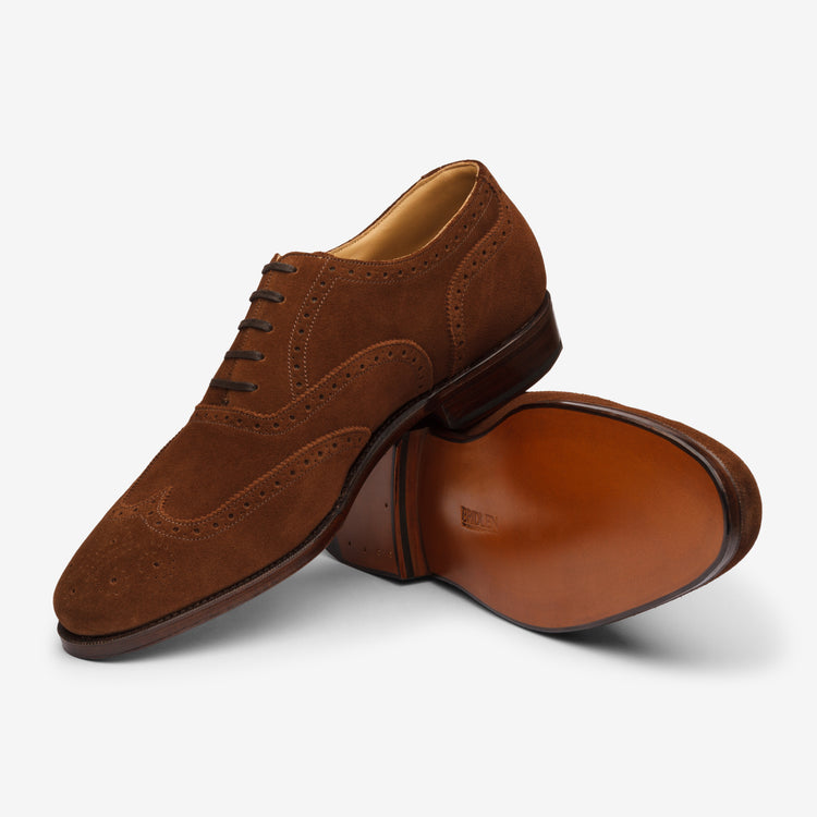 Suede Wingtip Oxfords in Dark Snuff