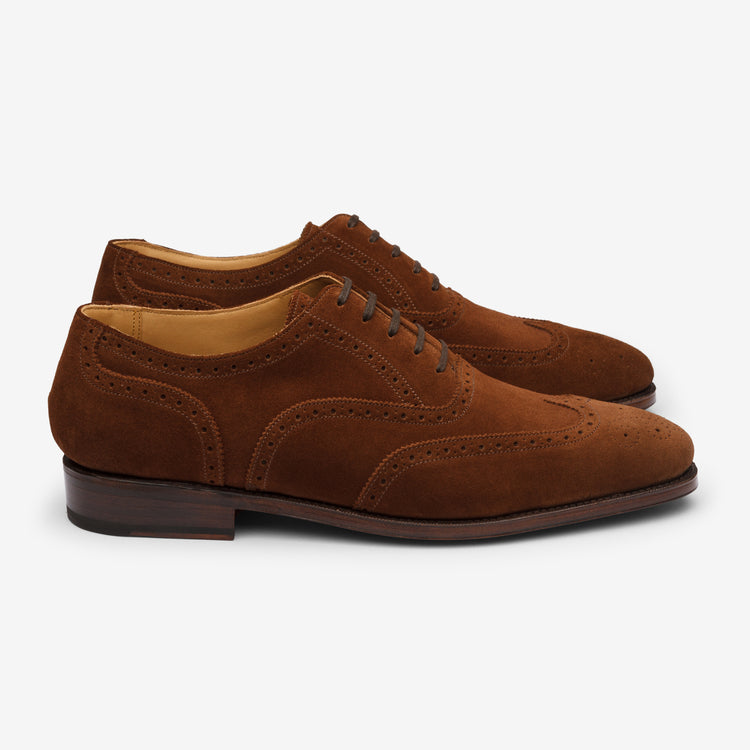 Suede Wingtip Oxfords in Dark Snuff