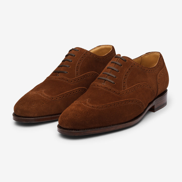 Suede Wingtip Oxfords in Dark Snuff