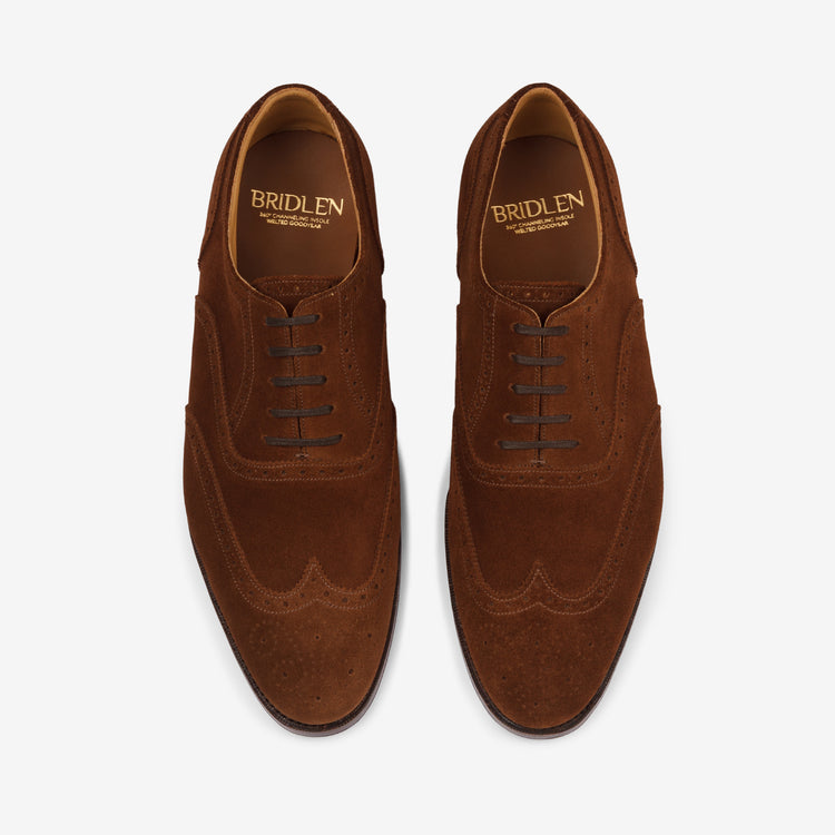 Suede Wingtip Oxfords in Dark Snuff