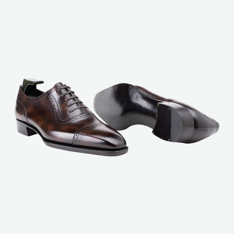 OXF 338 Brown Patina Captoe Oxfords