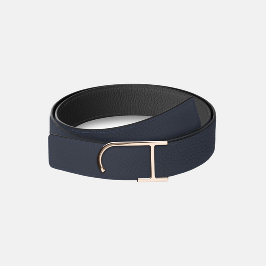 Bull-Calf Reversible Leather Belt (Gold JH Buckle)