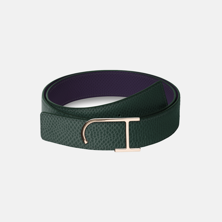 Bull-Calf Reversible Leather Belt (Gold JH Buckle)