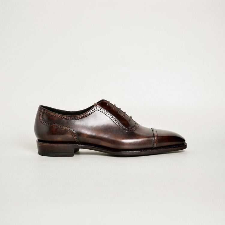 Custom OXF 338 Brown Patina Captoe Oxfords