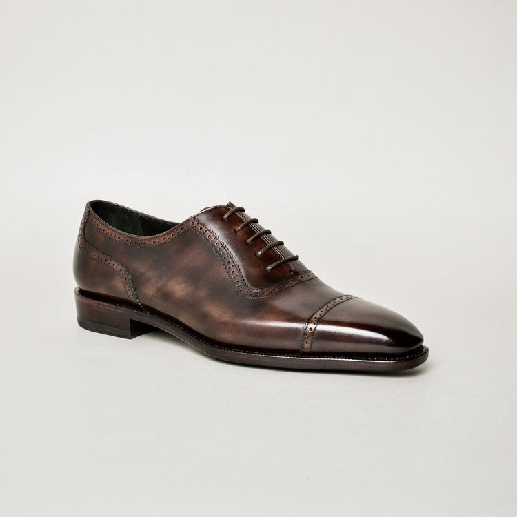 Custom OXF 338 Brown Patina Captoe Oxfords