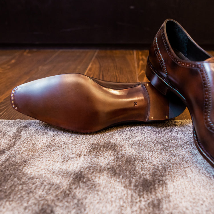 Custom OXF 338 Brown Patina Captoe Oxfords